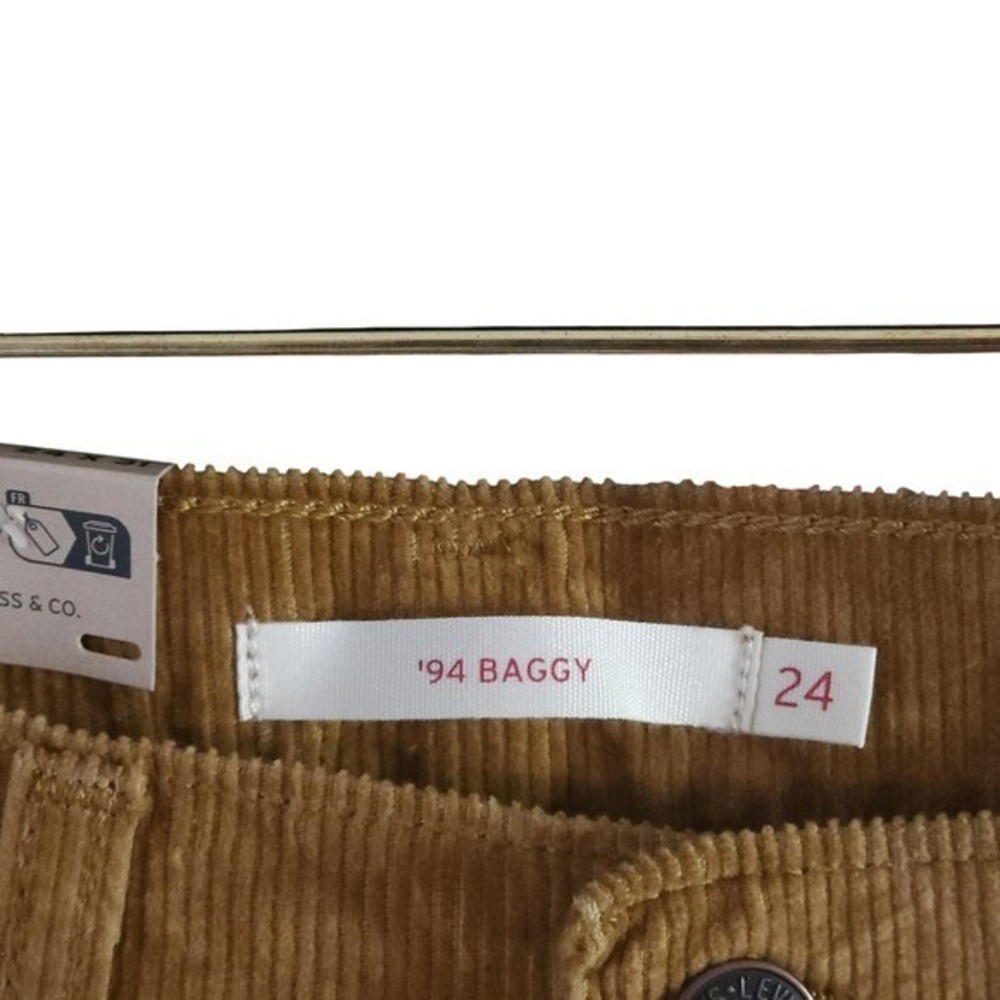 LEVI'S® 94™ Baggy‎ Corduroy Women's Pants Size 24 Camel Tan NWT - Picture 3 of 9